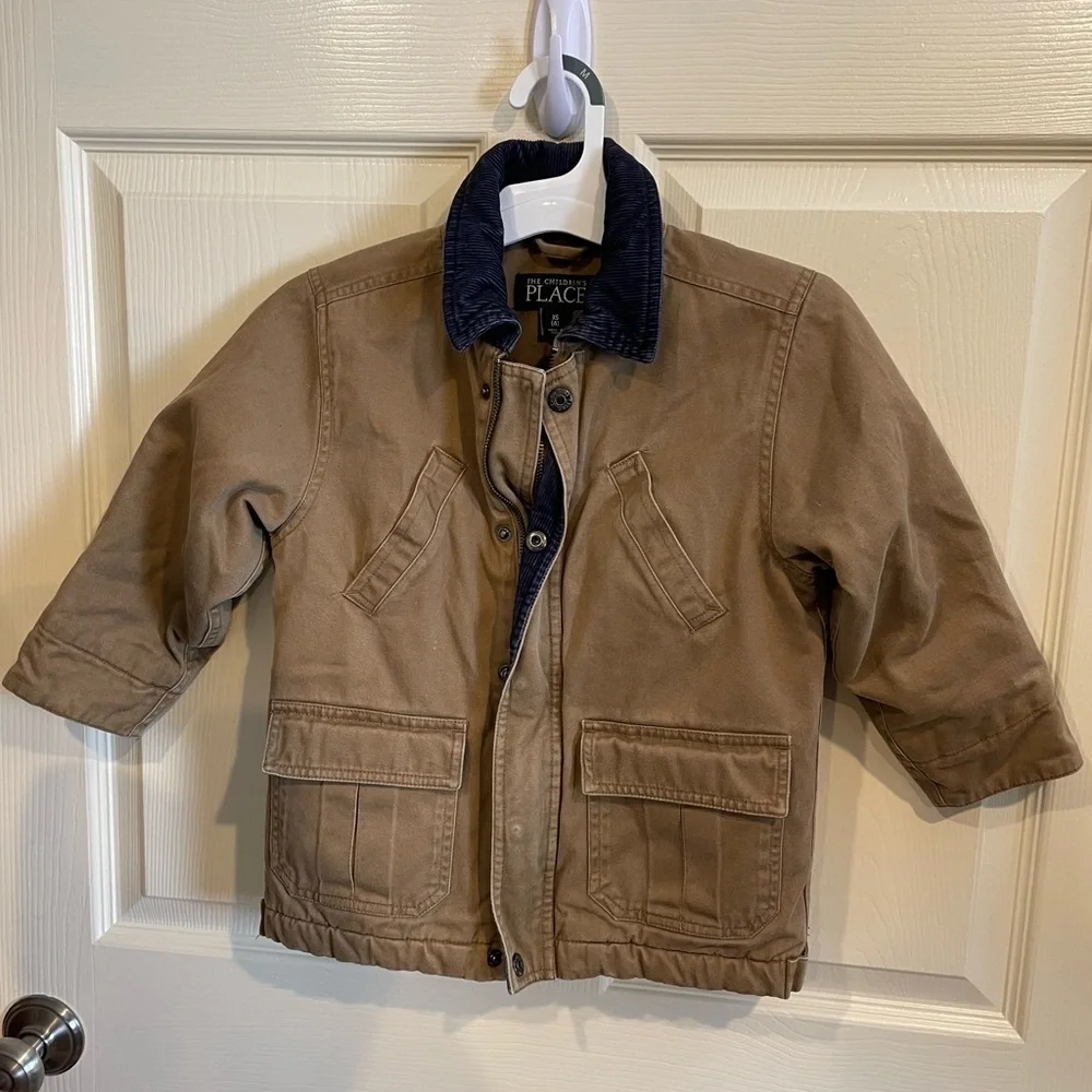 The Children's Place Tan Chore Barn Jacket Corduroy Collar XS 4
